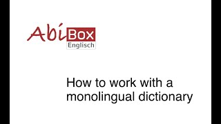 How to work with a monolingual dictionary [upl. by Trinity82]