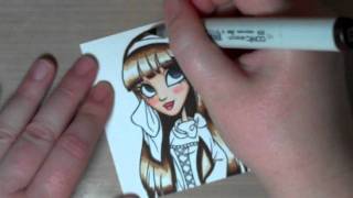 Feathered hair Copic tutorial [upl. by Enniotna434]