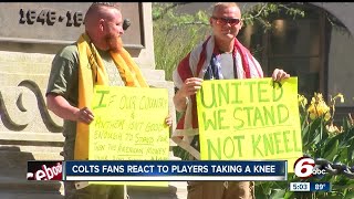 Men protest kneeling during national anthem of football games [upl. by Elli]