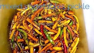 Mixed vegetables pickleआचार home recipe cooking spicy [upl. by Ashia]