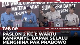 KERAS Paslon 2 Sebut Cagub 1 Penjilat Prabowo Kemaren Ngehina  Debat Pilgub Sumbar tvOne [upl. by Hgielime]