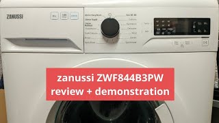 zanussi ZWF844B3PW  review  demonstration [upl. by Yclek]