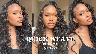 Quick Weave  Flip Over Method diy beginnerfriendly hairstyle hairextensions [upl. by Lav956]