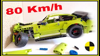 Lego 42138 CRASH 🚨 Car Crash Test 🚨 80 KMH  Ford Mustang DESTROYED [upl. by Graner]