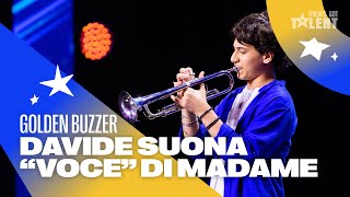 Davide Battista conquista il GOLDEN BUZZER di Mara 🌟 con la sua tromba a Italias Got Talent [upl. by Nibram993]