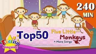 Five Little Monkeys  More Nursery Rhymes  Top 50 Kids songs with lyrics  English kids video [upl. by Annaeerb963]