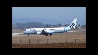 Embraer E195 FlyBe take off Grenoble Isère Airport LFLS [upl. by Nangatrad]