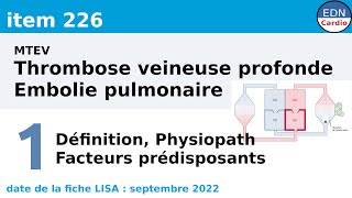 226  MTEV Thrombose veineuse profonde et embolie pulmonaire  Partie 1  Physiopathologie  FDR [upl. by Emil]