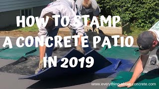 HOW TO STAMP A COLORED CONCRETE PATIO  ASHLAR SLATE [upl. by Lemrac]