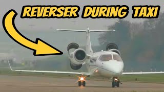 ✈ Greek Learjet Reverser during Taxi  Hamburg [upl. by Mcquoid]