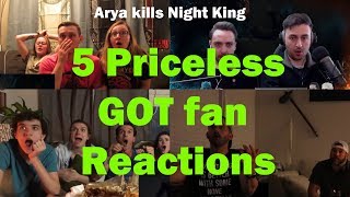 Priceless Game Of Thrones Fan Reactions  Arya kills Night King [upl. by Laertnom71]