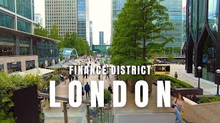 Lunchtime in London Englands Financial District  Canary Wharf  4K [upl. by Kopaz767]