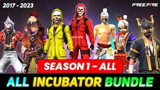 ALL INCUBATOR IN FREE FIRE  FREE FIRE ALL INCUBATOR  ALL INCUBATOR BUNDLE IN FREE FIRE [upl. by Ynohtna]