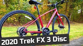 An Awesome Hybrid  2020 Trek FX 3 Disc Flat Bar Hybrid Commuter Bike Feature Review and Weight [upl. by Ardni]