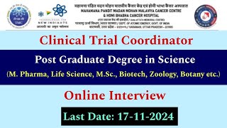 MPharm  PG degree in Science candidates  Online InterviewWalk Interview in TMC VARANASI mpharm [upl. by Shirberg]