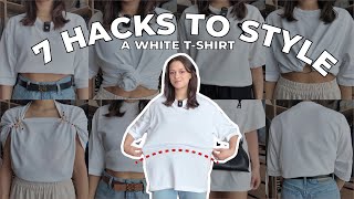 7 VIRAL WAYS TO WEAR A WHITE TSHIRT  TSHIRT HACKS [upl. by Allerus]