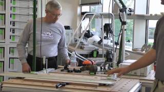 Festool parallel guide and LR32 guide rail used as a jig for 32mm panels [upl. by Yrtnahc252]