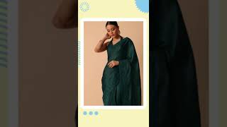 Green Saree In Organza With Lace Border And Unstitched Blouse Piece [upl. by Eirojram]