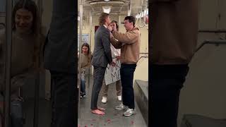 Soldier changes on the subway and proposes 🥹 [upl. by Assirolc]