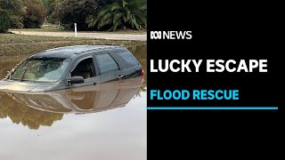 Man and his dog rescued after SUV swept away by floodwaters  ABC News [upl. by Souza]