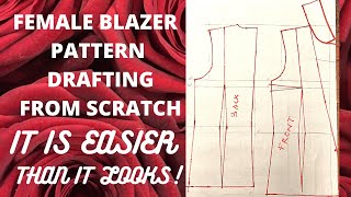 FEMALE BLAZER NOTCHED COLLAR JACKET PATTERN DRAFTING YELE STITCHES TUTORIAL [upl. by Kier]