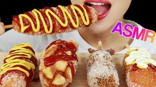 ASMR CHEESY MOZZARELLA CHEDDAR CORN DOGS CRUNCHY EATING SOUNDS MUKBANG No Talking [upl. by Stockmon]