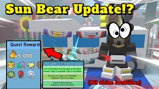 NEW Sun Bear UPDATE All QUESTS Complete and All SHINE Locations Bee Swarm Simulator [upl. by Holihs]