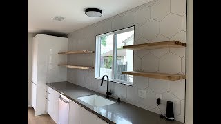 HOW TO Install Floating Shelves  Custom Floating Shelves  Custom Shelving  Butcher Block Shelves [upl. by Melquist]