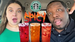 Trying Starbucks New SPICY Lemonade Refreshers [upl. by Appilihp]