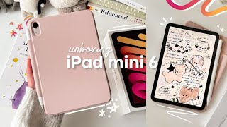 🍓 iPad mini 6 pink unboxing aesthetic✨ apple pencil 2  accessories˚⊹♡ [upl. by Katya604]