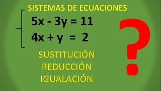 SISTEMAS DE ECUACIONES  LOS 3 MÉTODOS EXPLICADOS [upl. by Leohcin826]