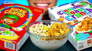 ASMR CINNAMON TOAST CRUNCH LUCKY CHARMS CEREAL WITH MILK TREATS SNACK JERRY CANDY ASMR MUKBANG [upl. by Marcy322]