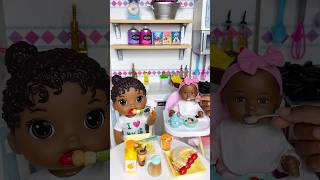 Mama Doll Feeds Baby Dolls Breakfast In Dollhouse shorts babydolls dolls doll [upl. by Roshelle]