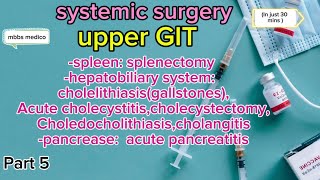 Systemic Surgery Spleen Hepatobiliary System and Pancreas Upper GIT mbbsmedico3814 mbbsmedico [upl. by Fabiolas]