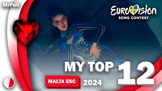 🇲🇹 Malta Eurovision Song Contest 2024  My Top 12 Malta Eurovision 2024 [upl. by Rolyab]