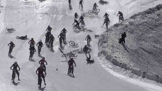 Mountain of Hell sees hundreds of bikers crash down icy cliff [upl. by Gough]