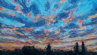 Palette Knife Demonstration on Painting a Sunset Impasto Technique with Oil [upl. by Refinne]