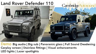 Defender Upgrades  Audio  Pano Glass  Sound Deadening  Visual Enhancements [upl. by Eustashe]