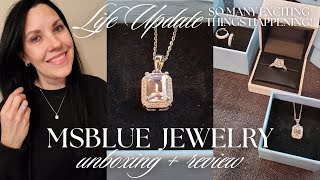 LIFE UPDATE  MSBLUE JEWELRY UNBOXING amp REVIEW  Moissanite Engagement Ring Necklace amp Earrings [upl. by Einaeg]