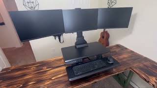 AVLT Triple Monitor Electric Standing Desk Converter GREAT Standing Desk Very Strong [upl. by Fraze230]