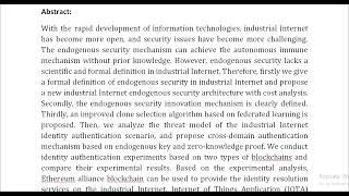 Endogenous Security Formal Definition Innovation Mechanisms and Experiment Research in Industrial [upl. by Milstone168]