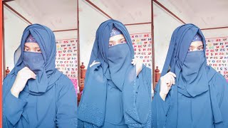 Beautiful Side Layers Hijab Style  Hijab Tutorial  Hijab Style With Niqab  Aizaa 💙 [upl. by Emersen360]