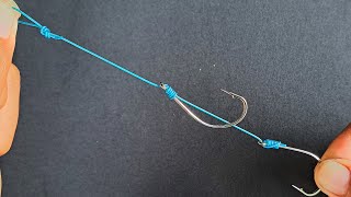 How to tie 2 fishing hooks in a line [upl. by Anrev]