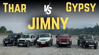 THAR vs JIMNY vs JYPSY offroading with flat out  Levelnext [upl. by Paddy]