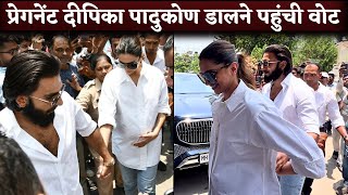 Deepika Padukone Flaunts Baby Bump First Time And Ranveer Singh Step Out To Vote At Polling Booth [upl. by Dogs806]