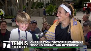 Victoria Azarenka Joined by Son Leo 🫶  Charleston Second Round [upl. by Arem]