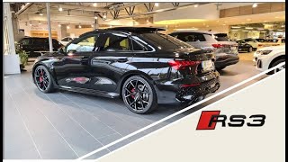 2024 Audi RS3 25 TFSI quattro 400 hp Limousine Myth blackBig rear wing red ceramic brake [upl. by Edea]