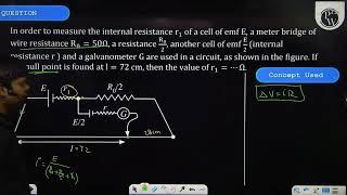 In order to measure the internal resistance r1 of a cell of emf E a meter bridge of wire resist [upl. by Alburga341]