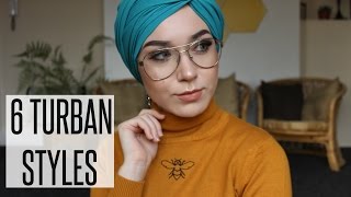 6 TURBAN STYLES with Chiffon Scarves  NABIILABEE [upl. by Bettye]