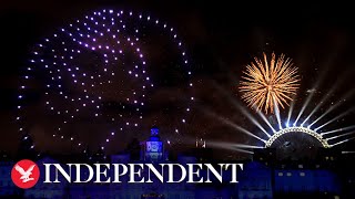 Londons New Years Eve fireworks return with breathtaking display [upl. by Ydnas]